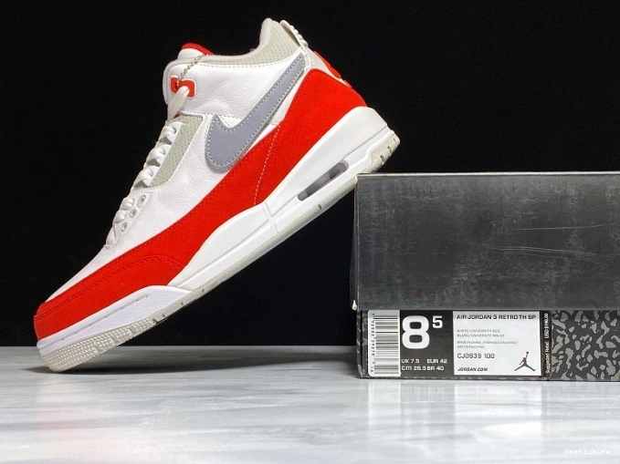 One Kick Air Jordan 3 Retro Tinker CJ0939-100 University Red White 0812